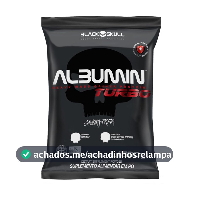 Black Skull Refil Albumin Turbo Sem Sabor 500G
