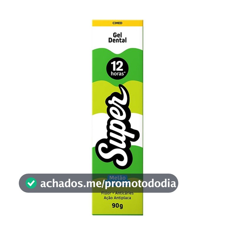 Gel Creme Dental Super Melao e Menta Com Fluor 12h Protecao Anticaries Antiplaca 90g CIMED