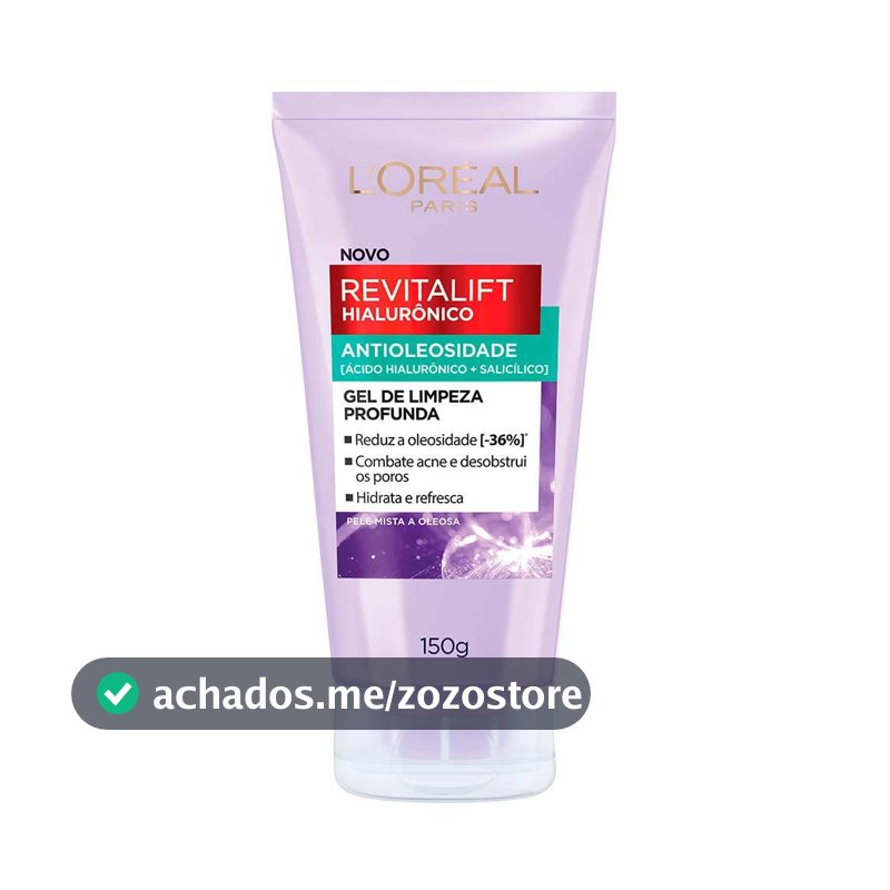 L'Oréal Paris Revitalift Hialurônico Gel de Limpeza Facial Antioleosidade com Ácido Hialurônico e Salicílico Limpeza Profunda e Controle de Oleosidade 150g
