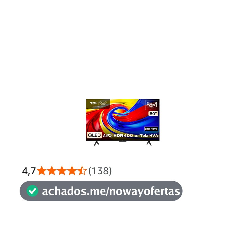 Smart TV TCL 50 Polegadas QLED 4K P7L WiFi Bluetooth Google TV HDR10+ 60 Hz AIPQ 50P7L