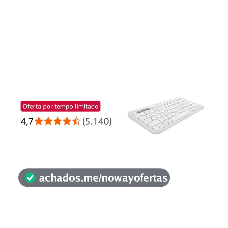 Teclado sem fio Logitech Pebble Keys 2 K380s com Conexão Bluetooth Easy-Switch e Pilha Inclusa - Compatível com PC, Mac, Chrome OS, Android, iOS e Apple TV, Layout US - Branco