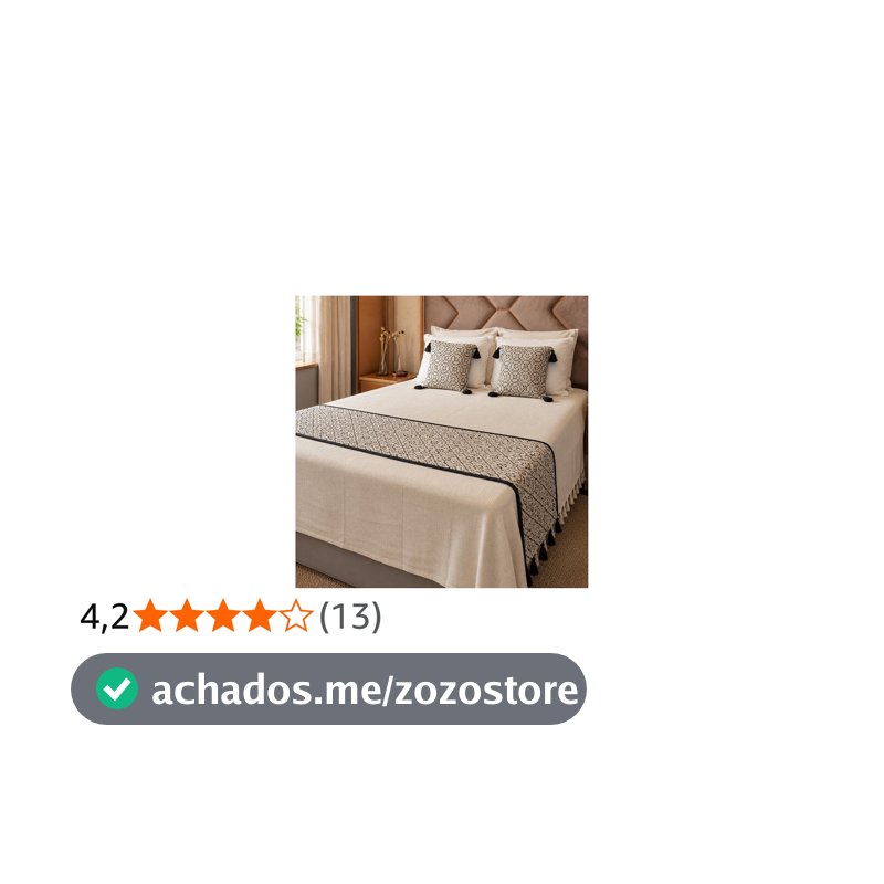 Kit Peseira Decorativa para Cama com 2 Capas de Almofada 40x40 cm – Peseira 2,00 m x 46 cm para Cama Casal, Queen e King – Manta Decorativa com Textura Geométrica Artesanal (CRU COM PRETO)