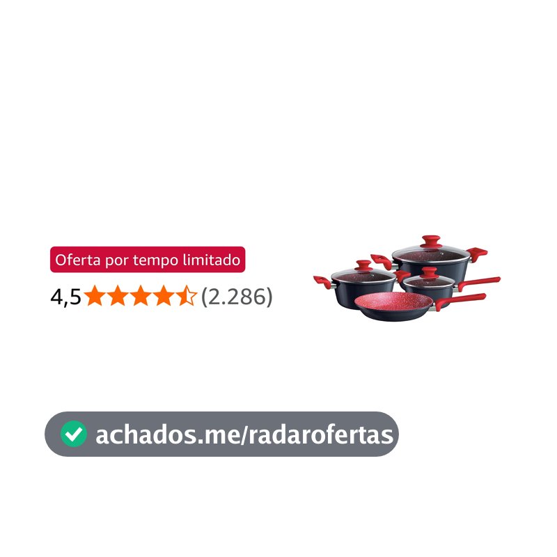 Euro Home - Conjunto de Panelas 4 peças de Alumínio com Antiaderente ColorStone Titânio - ALU8709-TI