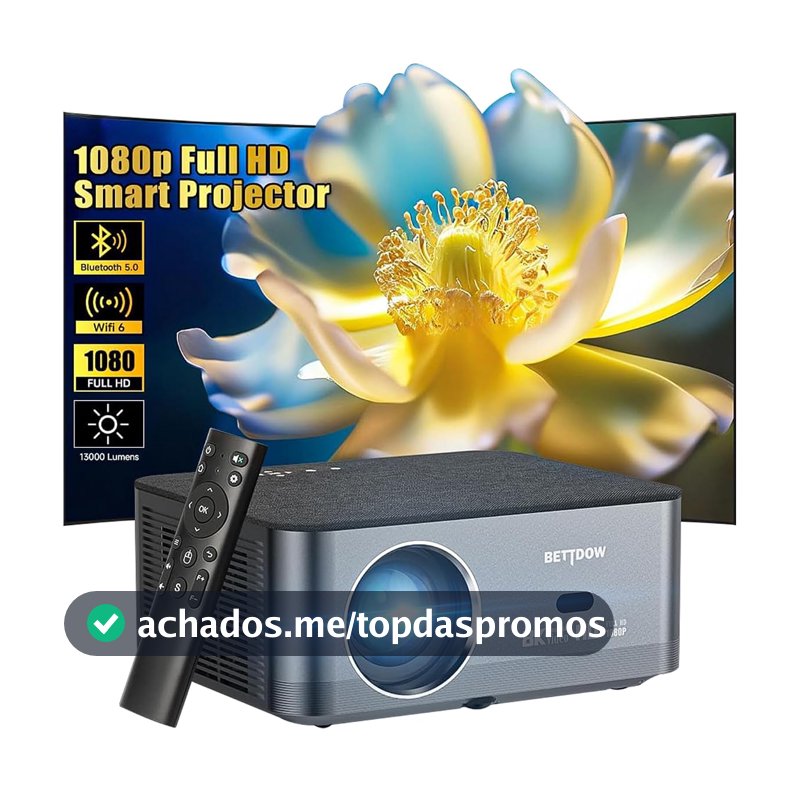 Bettdow Projetor 4k 8k 15000 Lumens Hd 1080p Compatível Completo De Android 9, Smart Projetores Retroprojetor Portatil 600 ANSI WiFi6, Auto Correção Trapezoidal, Foco Eletronico
