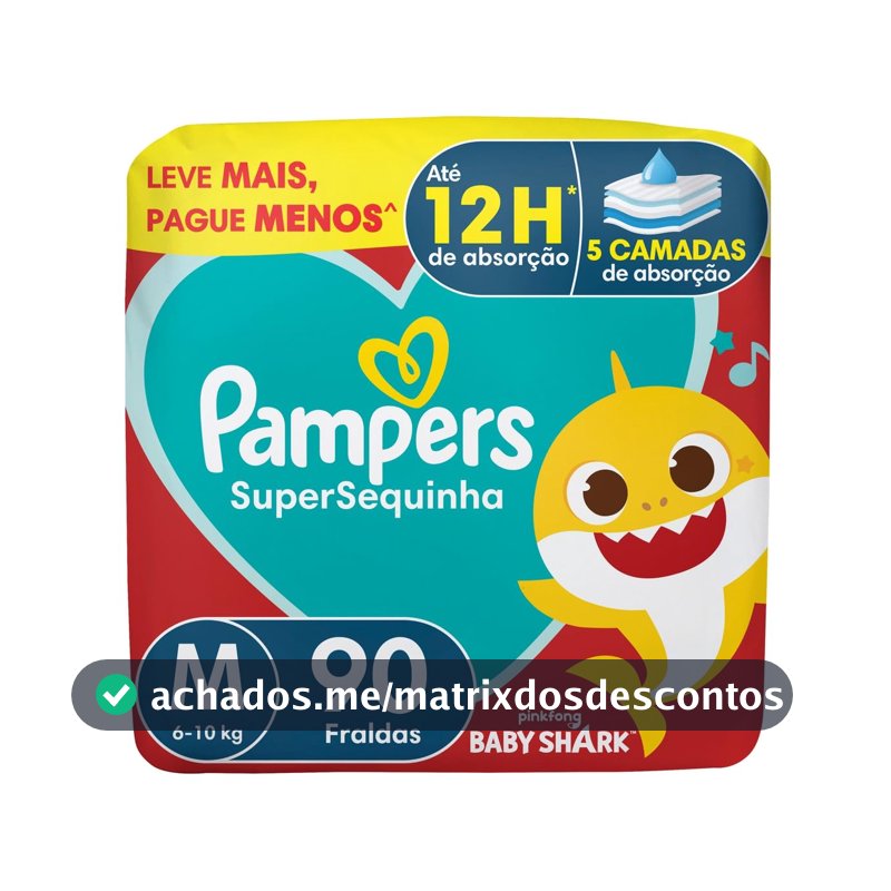 Fralda Pampers Supersequinha Tamanho M 90 Unidades