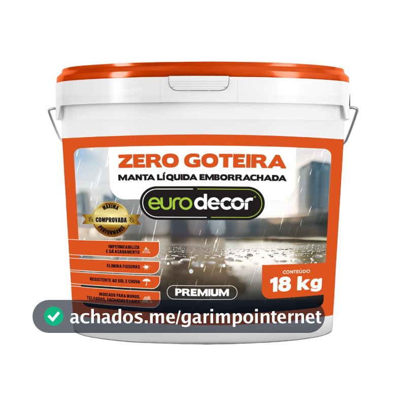 Manta Liquida Emborrachada Premium Euro Decor Zero Goteira 18KG Contra Fissuras Trincas Infiltrações (Gelo)