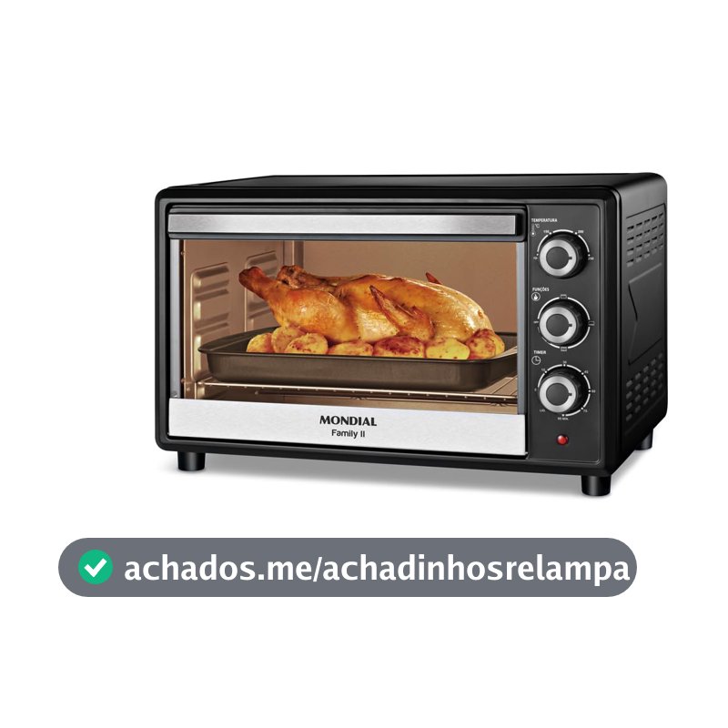 MONDIAL Forno Elétrico 42L Family II, Preto/Inox, 1600W, 220V - FR-42