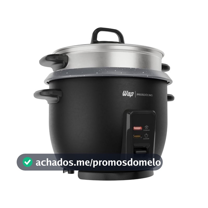 WAP Panela de Arroz Elétrica WRC1000 2 em 1, Suporte para Cozimento de Legumes à Vapor e Desligamento Automático 220V