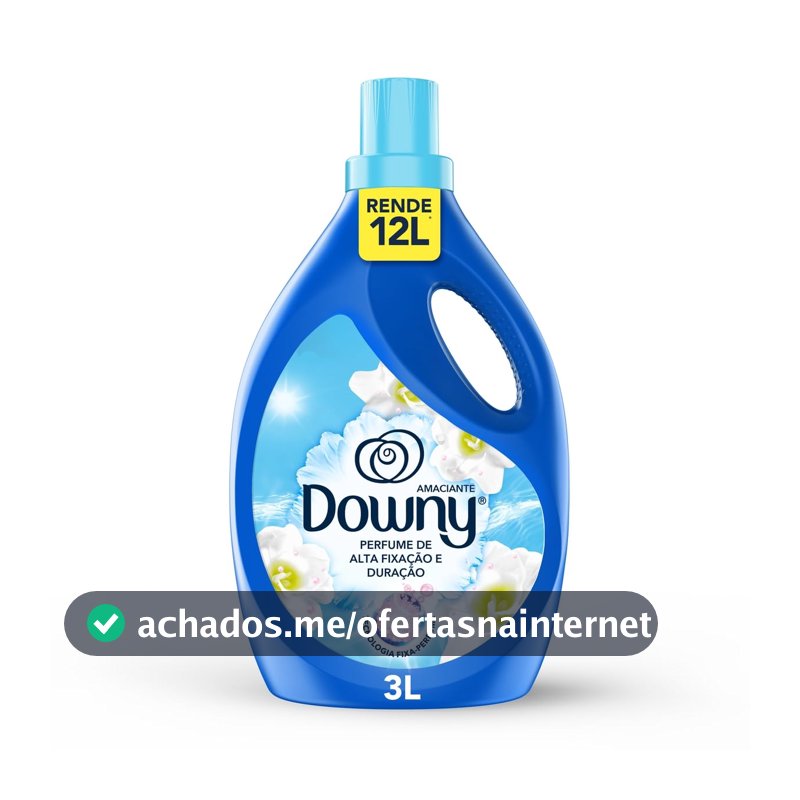 Downy Amaciante de Roupas Concentrado Líquido Brisa Suave 3L – Rende 12L, Perfume Suave com Notas de Jasmim e Algodão