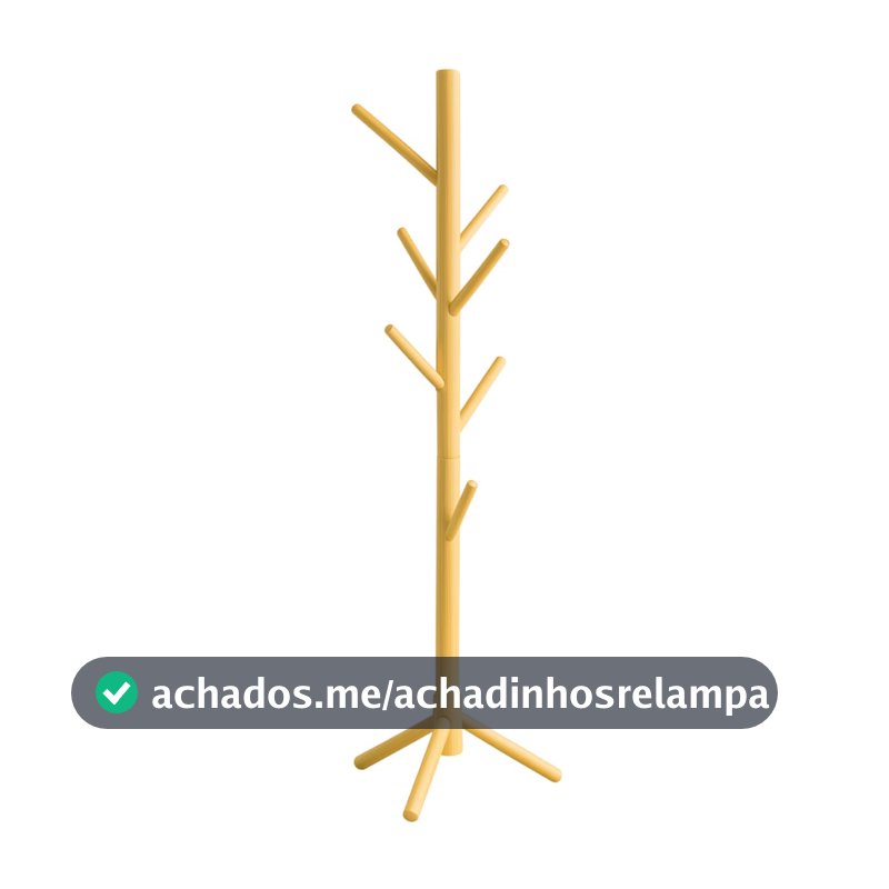 Cabideiro De Chão Mancebo Em Madeira Natural 8 Ganchos 1M75Cm Desmontável