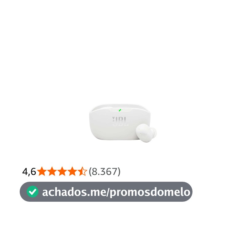 JBL, Fone de Ouvido Sem Fio, JBL, Bluetooth, Wave Buds 2, Intra Auricular, Sem Fio, Resistente À Água e Poeira - Branco