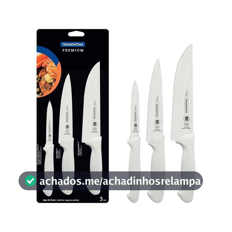 Jogo de Facas Premium Tramontina Branco, 3 Peças