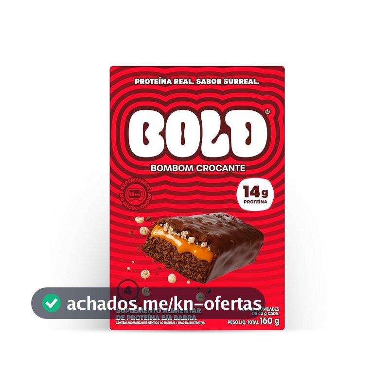 Bold Barra de Proteina Bombom Crocante 14g Kit com 4 Unidades