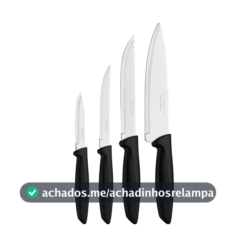Tramontina JOGO FACAS INOX 4PC PLENUS PRE, Preto