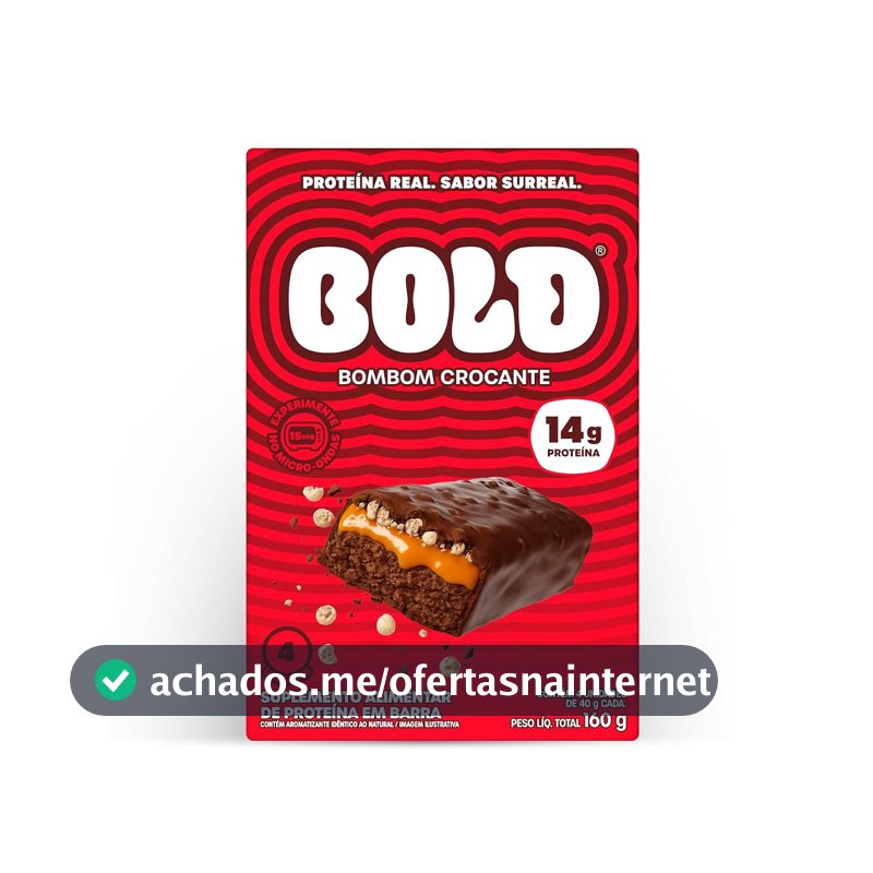 Bold Barra de Proteina Bombom Crocante 14g Kit com 4 Unidades