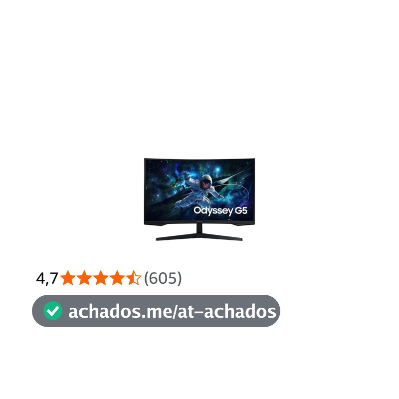 Monitor Gamer Samsung Odyssey G5 32, Resolução QHD, Taxa de atualização de 165Hz & 1ms de tempo de resposta (MPRT), Curvatura com 1000R, HDR 10, AMD FreeSync, Eye Saver Mode & Flicker Free Mode