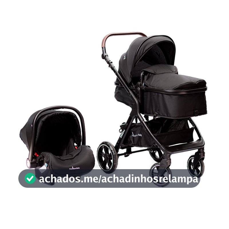 Premium Baby Carrinho Travel System Kansas Black Preto