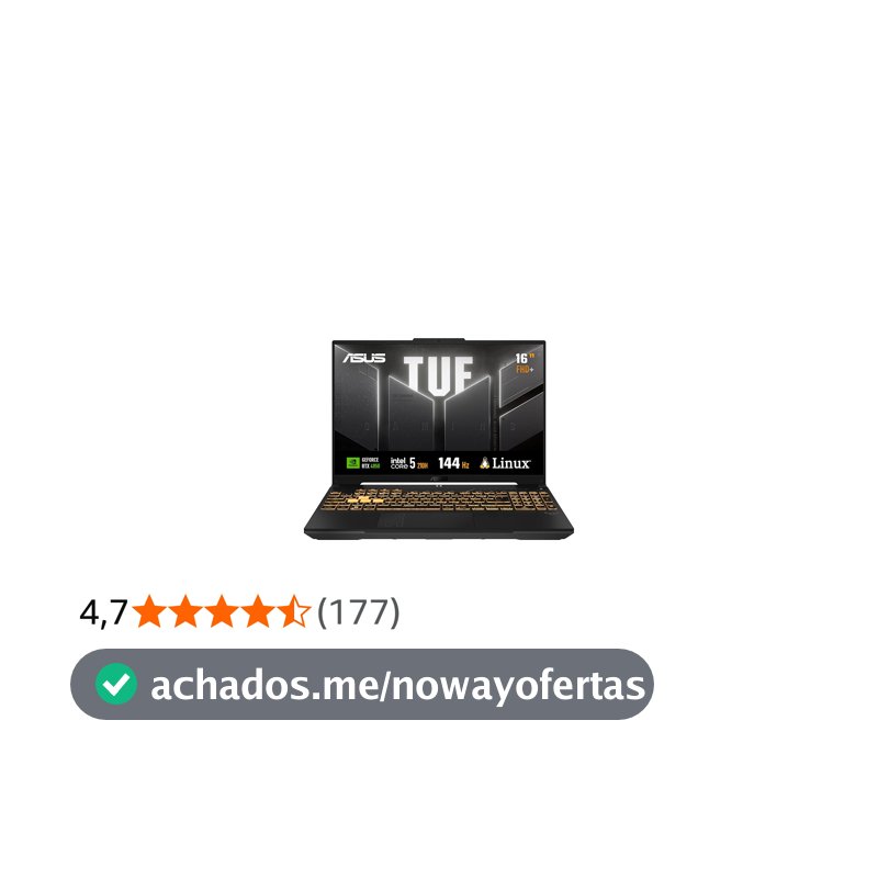 ASUS TUF Gaming F16 Intel Core 5, RTX 4050, 8 GB, 512 GB SSD, KeepOS/Linux,16.0'' FHD, Mecha Gray - FX607VU-RL054