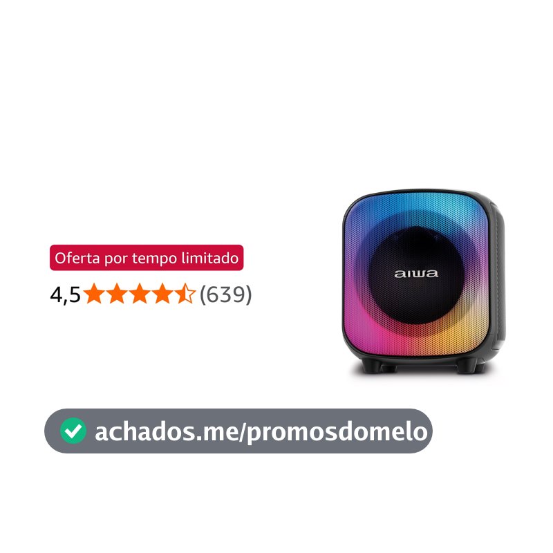 Caixa de Som PartyBox AIWA PB-07 Bluetooth 8H RGB USB TWS Preto