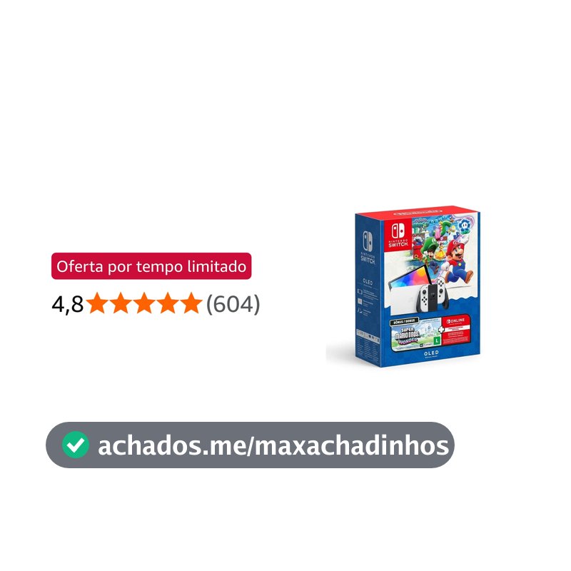 Bundle Nintendo Switch OLED + Super Mario Bros Wonder + 3 Meses de Assinatura Nintendo Switch Online