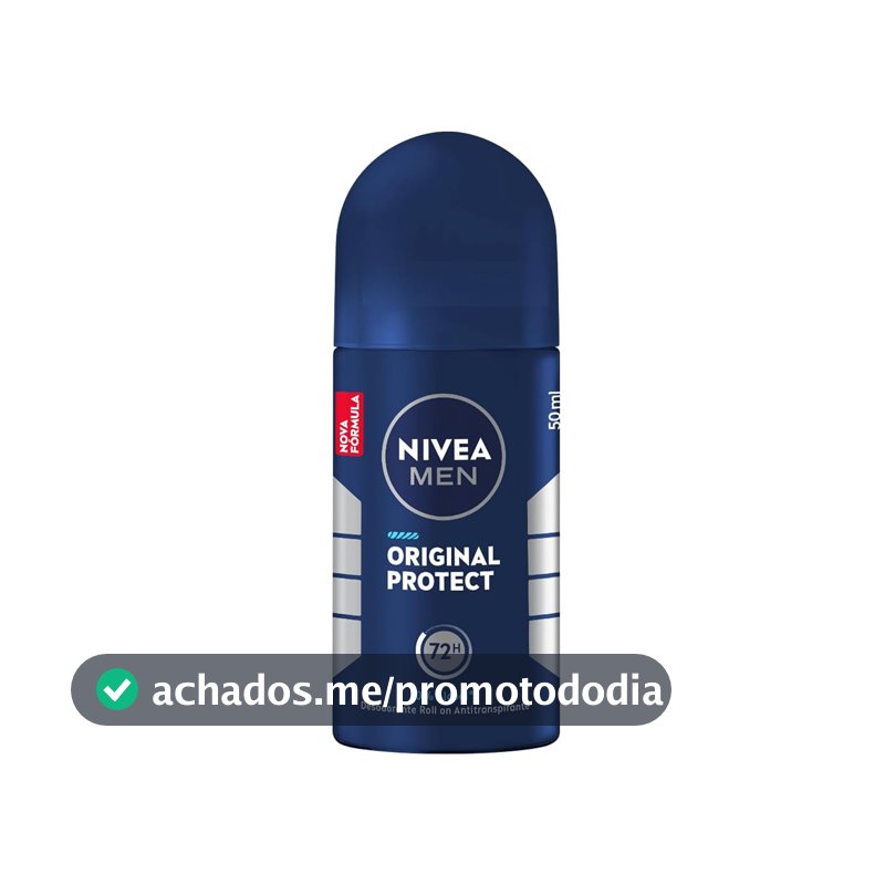 NIVEA MEN Desodorante Antitranspirante Roll-on Original Protect 50ml, Proteção 72h, Frescor Duradouro, Controle do Suor e Odor