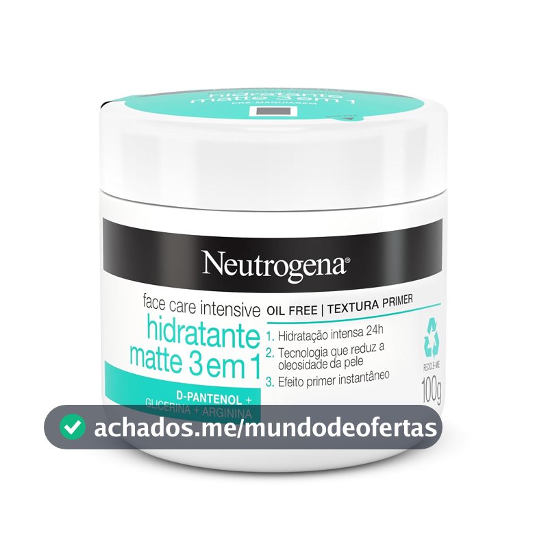 Creme Hidratante Facial Matte 3 em 1 Neutrogena, Sem Perfume, 100g
