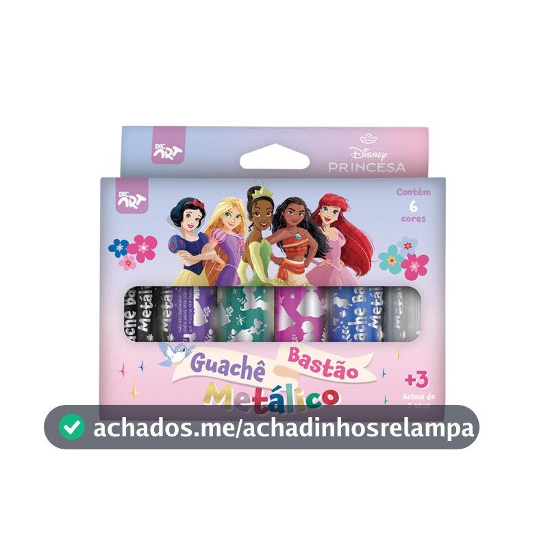 DAC - Guache Bastão Metálica com 6 Cores - Princesas