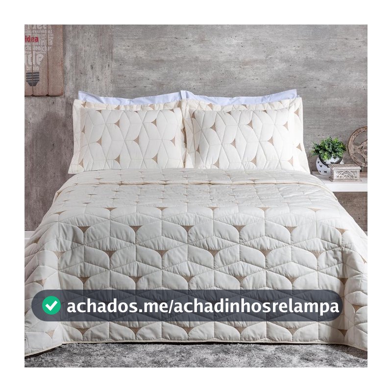 Cobre Leito Colcha King 3 Peças 180 Fios Algodão Bordado Berlim (Palha)