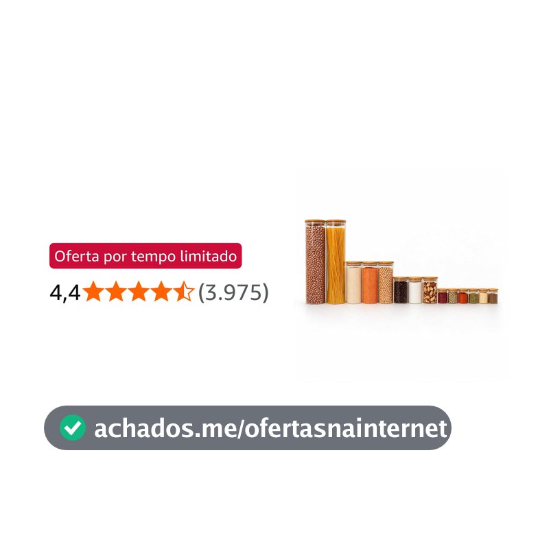 Oikos - Kit 14 Potes de Vidro Herméticos Redondos com Tampa de Bambu