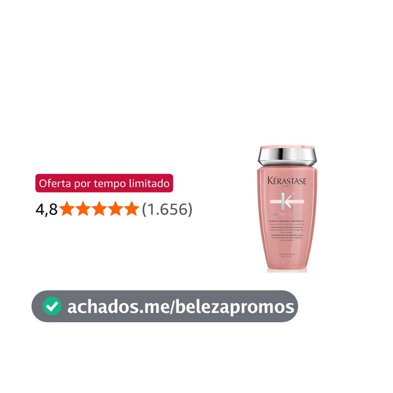 Kérastase Shampoo Chroma Absolu Bain Chroma Respect, Para Cabelos coloridos, Proteção de cor, Aminoácido, Centelha Asiática, 250 ml