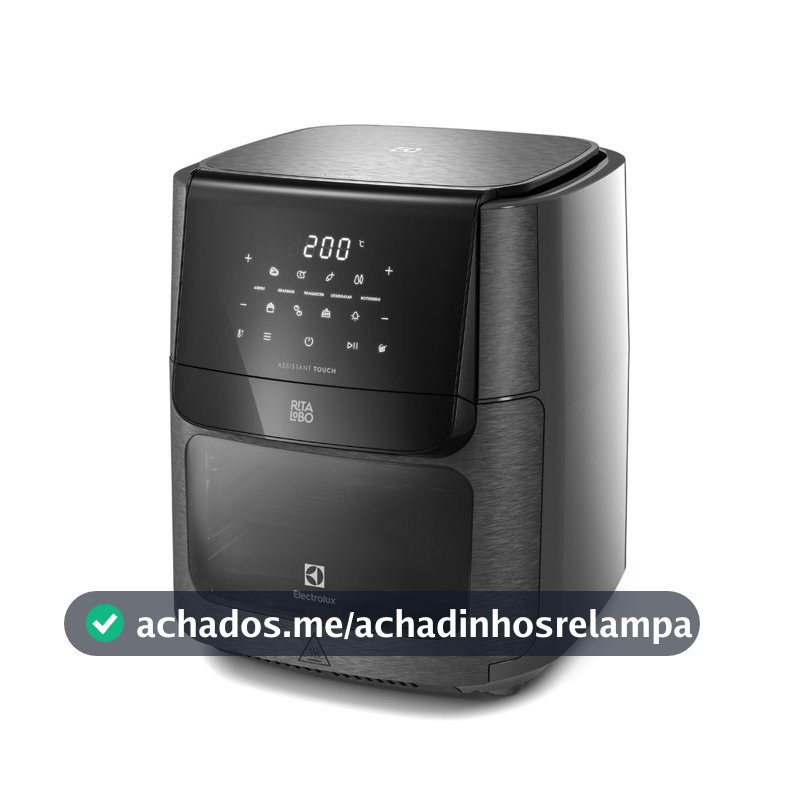 Electrolux Air Fryer Forno 5 x 1 12L 1700W Digital Espeto Giratório 2 Bandejas Antiaderentes 10 funções 7 Receitas aviso sonoro Fritadeira Elétrica sem Óleo Forno Bancada EAF90 Grafite 220V