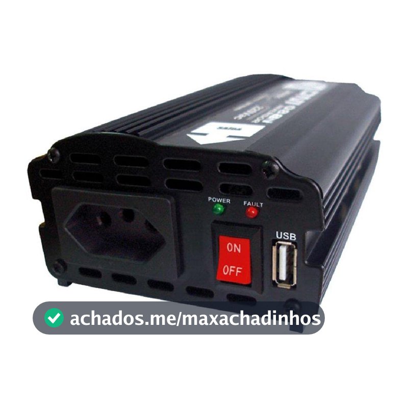 DNI, 0882, Inversor - Entrada 12V - 110Vac 300W (400W Pico) 1 Tomada 3P 1 USB, 882
