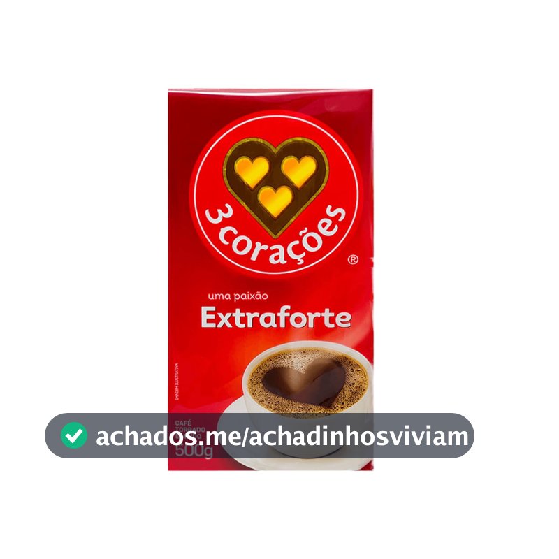 3 Corações Café Torrado e Moído Extra Forte, 500g vácuo