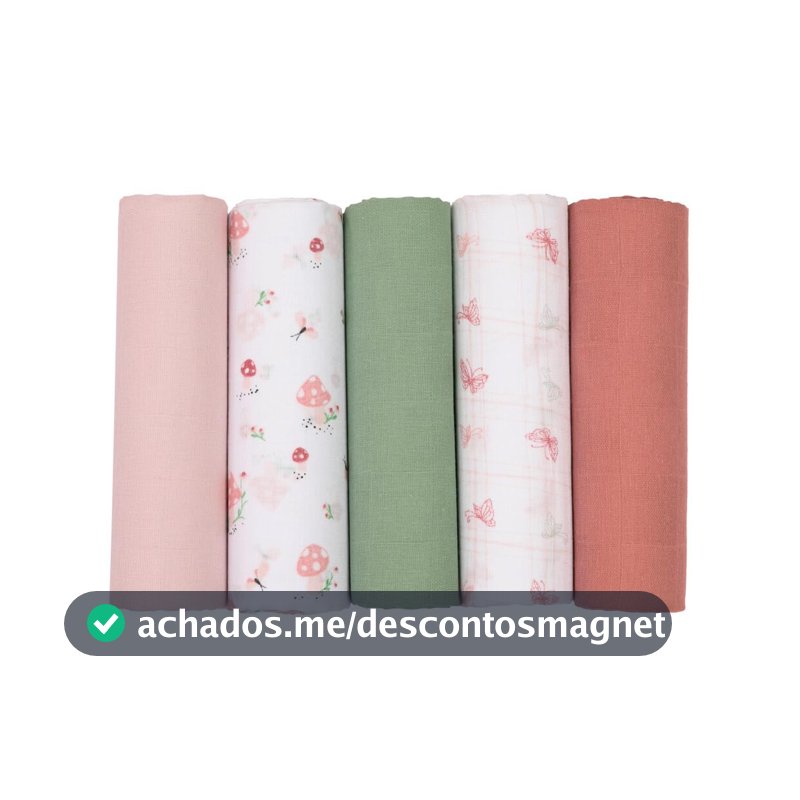 Papi Textil Fralda Soft Premium Papi Baby - 05 unidades, Encanto Cogumelo