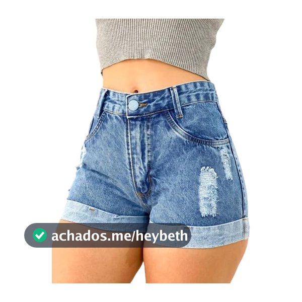 Short Jeans Barra Dobrada Short Jeans Feminino Cintura Alta (BR, Cintura, 46, Slim, Regular, Azul)