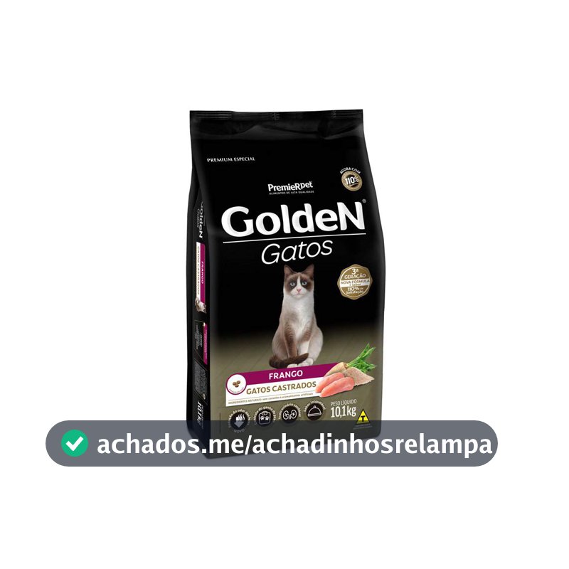 Premier Pet Ração Golden Para Gatos Adultos Castrados - 10 1Kg - Sabor Frango
