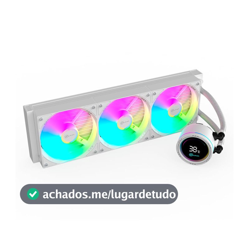 Water Cooler Kalkan Alpha 360 ARGB Display Temperatura Branco Intel AMD KLK00049