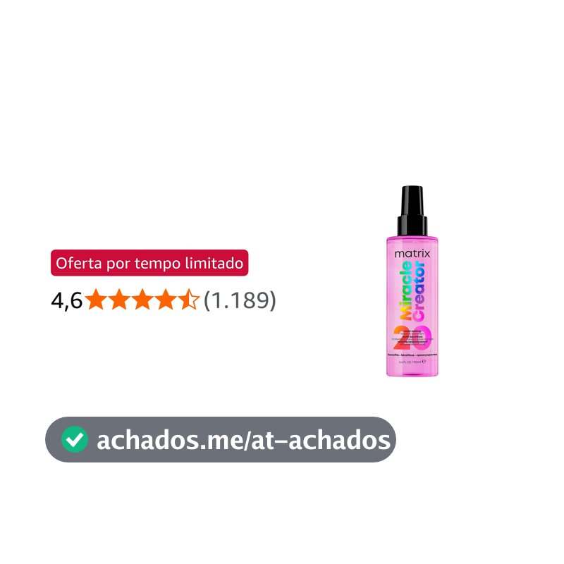 Matrix, Spray Multibenefícios, Miracle Creator, Para Todos Os Tipos De Cabelo, 20 Benefícios, Multifuncional, Leave-in Em Spray, Revitaliza, Nutre E Protege Termicamente, 190ml
