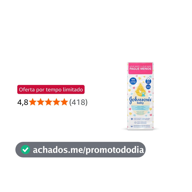 Quadrados de Algodão Johnson's Baby, Recém-Nascido, 100 Unidades