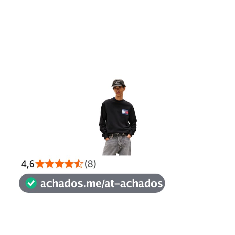 Tommy Jeans Moletom masculino de gola redonda de peso médio com logotipo estampado