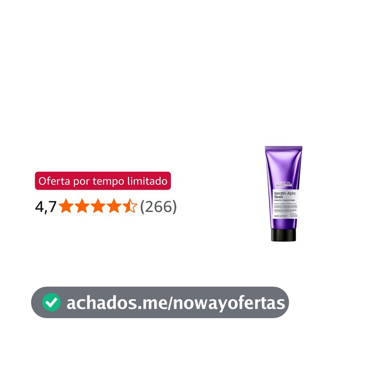 L'Oréal Professionnel Keratin Alpha Sleek Smooth Transformer Tratamento Profissional gradativo l 2 semanas de fios alinhados, controle de frizz e volume l Finalização rápida,brilho instantâneo l 200ml