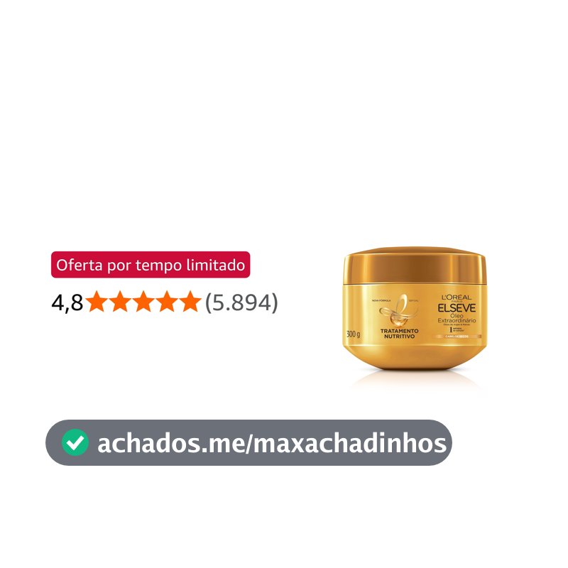L'Oréal Paris Elseve Óleo Extraordinário Creme de Tratamento para Nutrição Intensa de Cabelos Secos, com Micro-Óleos de Flores Preciosas para Maciez e Brilho 300g