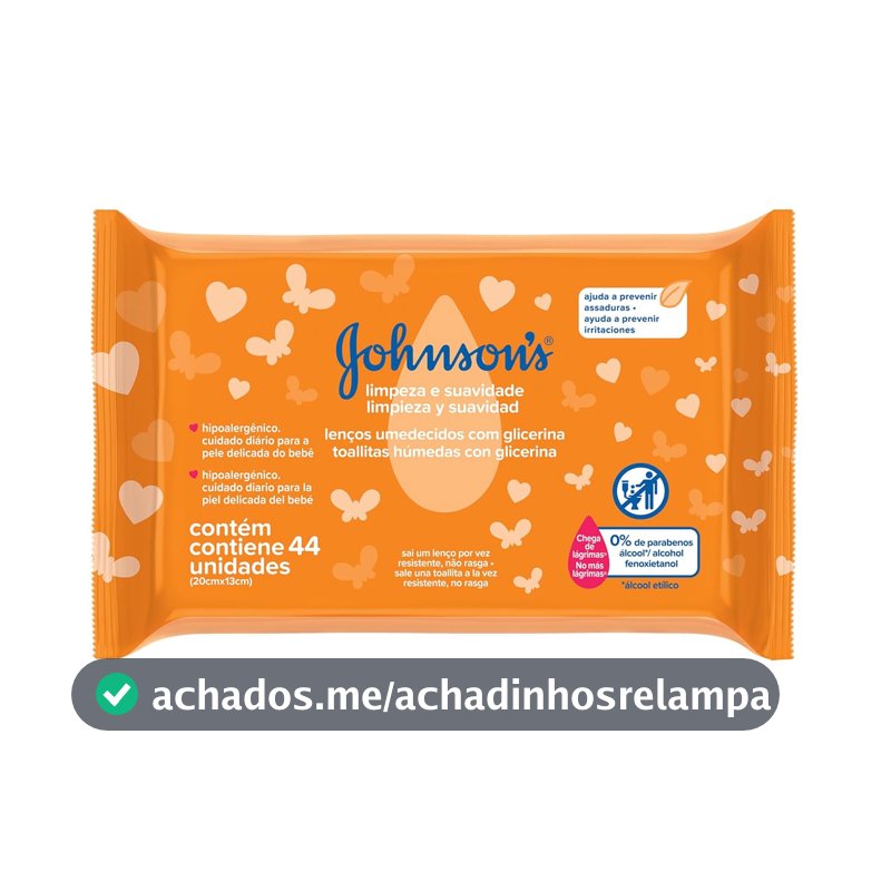 Lenços Umedecidos Johnson's Baby Limpeza e Suavidade, 44 Unidades