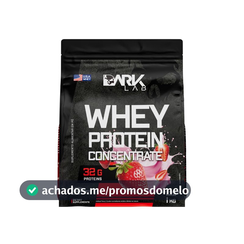 Whey Protein Concentrado Dark Lab, 1kg, Morango, Ganho de Massa Muscular