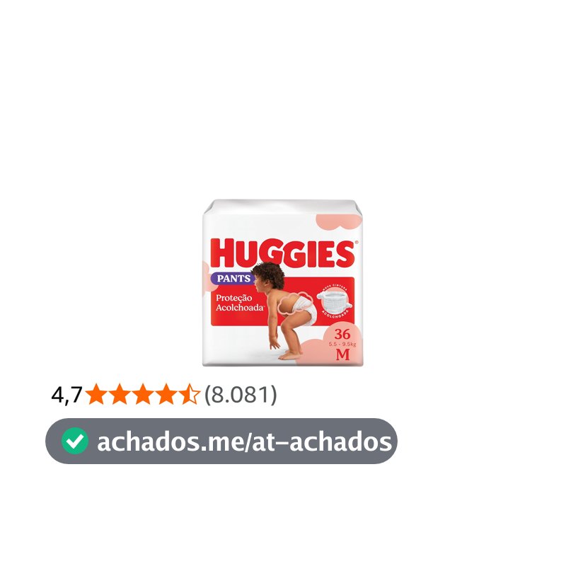 Fralda Pants Huggies Supreme Care, Tamanho M, 36 unidades, Estilo Roupinha, para 5,5 a 9,5 kg