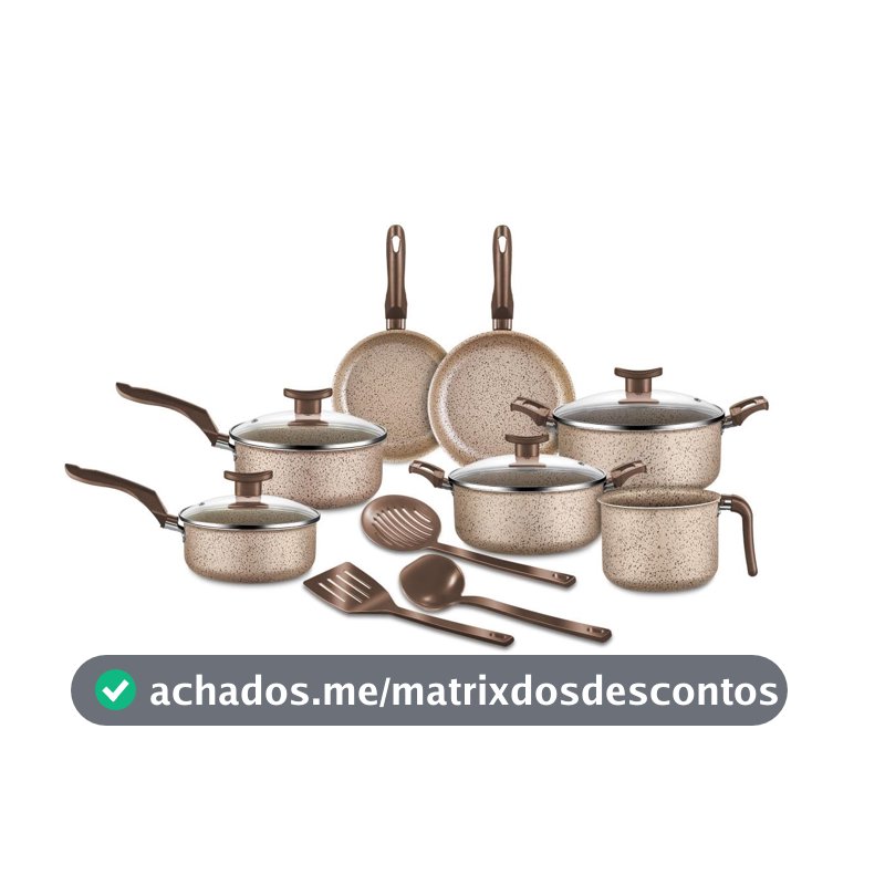 Jogo de Panelas 10 Peças Bianco Antiaderente com Tampa de Vidro