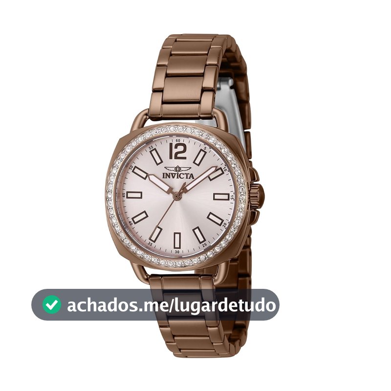 Invicta Relógio feminino de quartzo de aço inoxidável 32 mm, marrom (modelo: 46344), Marrom, Tendência