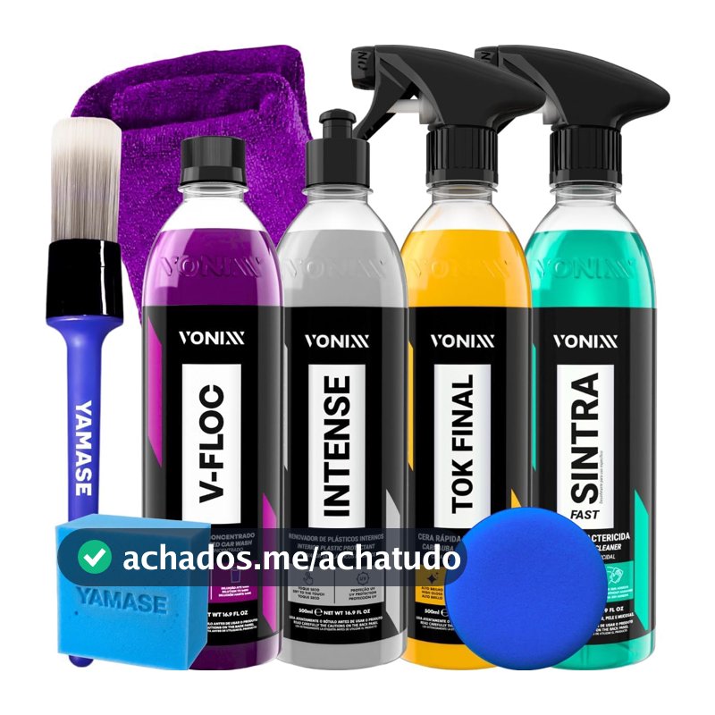 Kit Limpeza Automotivo Shampoo V-Floc Cera Carnauba Tok Final Limpador Sintra Fast Renovador Plástico Intense Acessórios Yamase