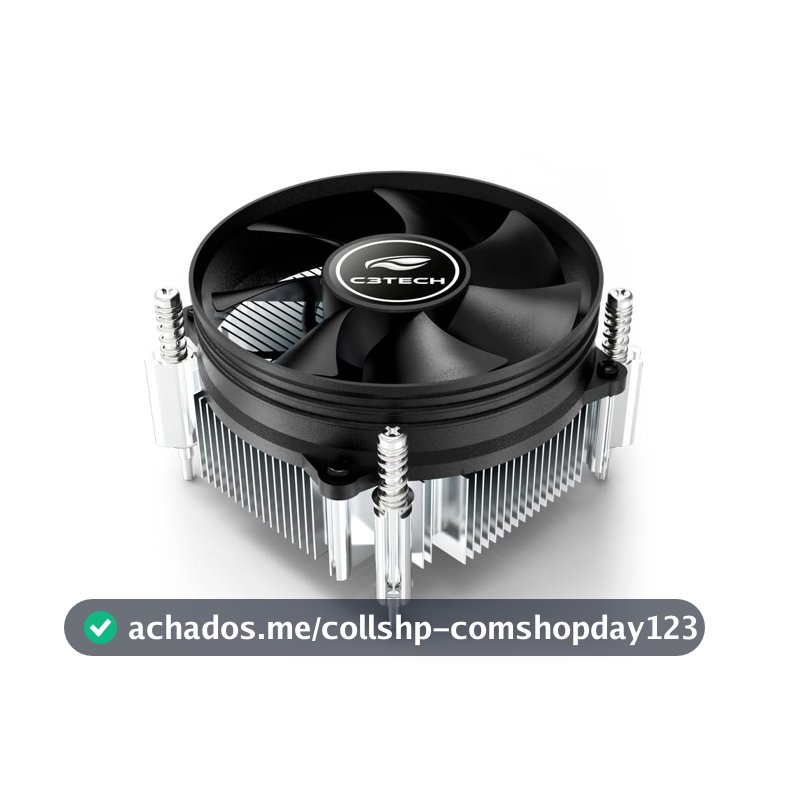 C3Tech Cooler FC-20BK para Processador Intel conector de 3 pinos com 7 lâminas 2200 RPM