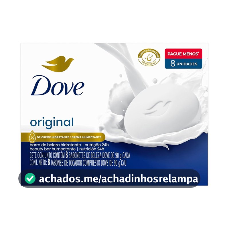 Dove Sabonete Em Barra Branco 90G - 8 Unidades